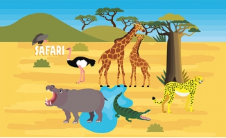非洲草原卡通矢量动物素