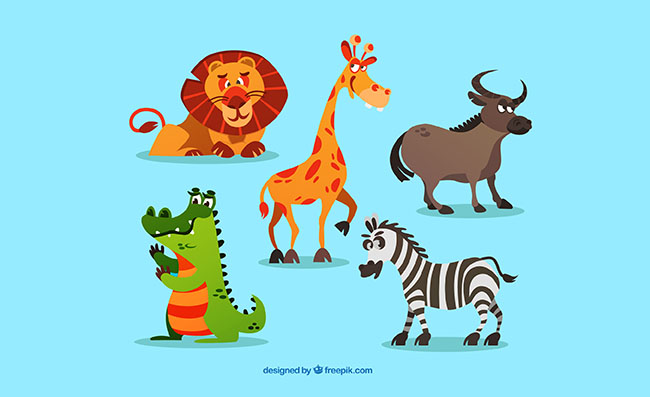非洲动物世界矢量插画背景设计