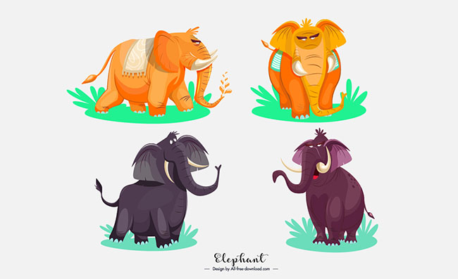 非洲象卡通设计矢量素材