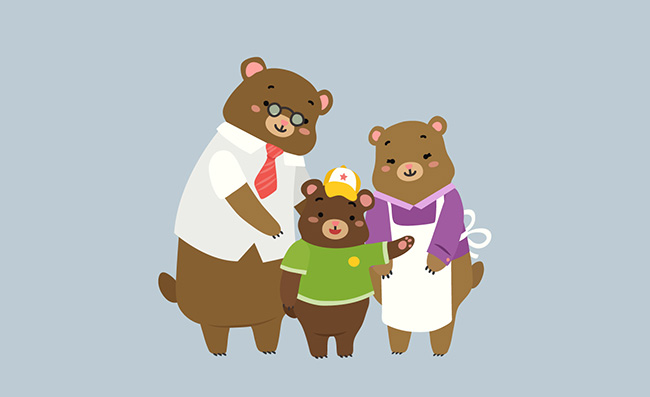 卡通三只熊人物设计