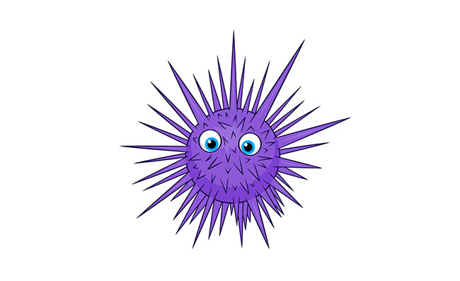卡通紫色细菌卡通动漫形象矢量素材