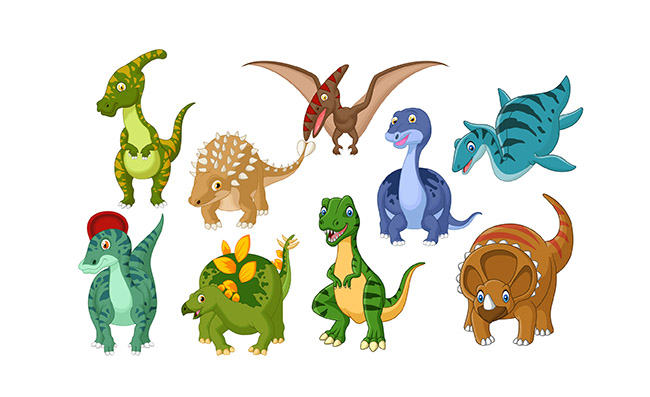 卡通远古动物恐龙矢量合集
