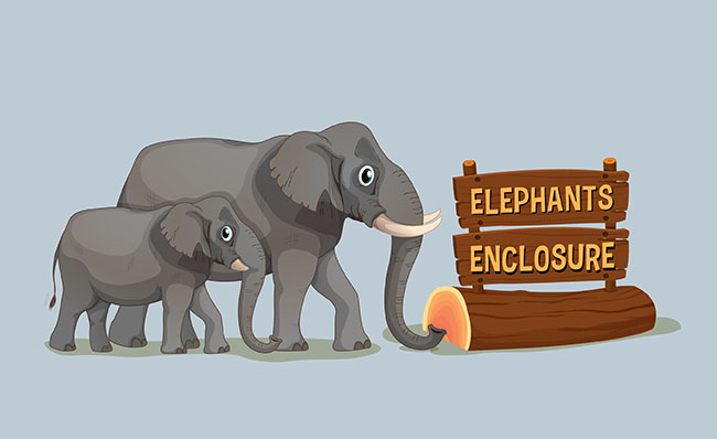 手绘动物大象妈妈和大象宝宝矢量素材