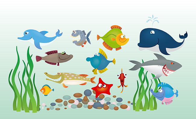矢量卡通海洋鱼类动画素材