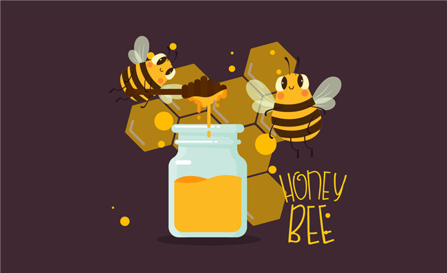采蜂蜜的可爱卡通蜜蜂