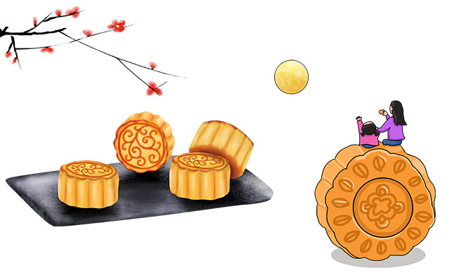 手绘卡通十五月亮园月饼主题海报