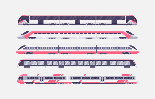 现代高铁火车地铁元素矢量图片