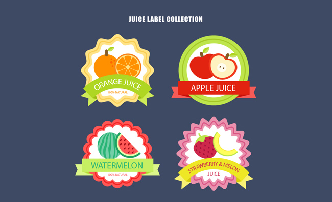 4款新鲜水果标签创意设计矢量素材下载