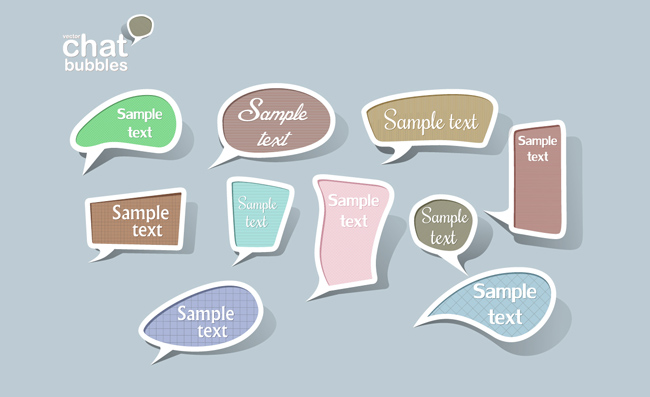 不同造型的气泡对话框图标矢量素材下载