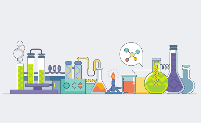化学器械进行实验的矢量素材