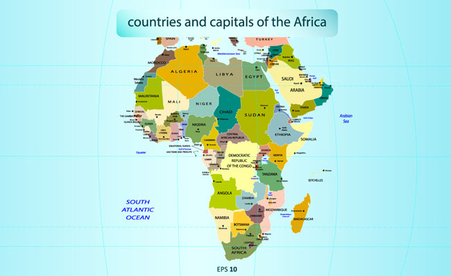 地球仪上的非洲国家地图彩色素材