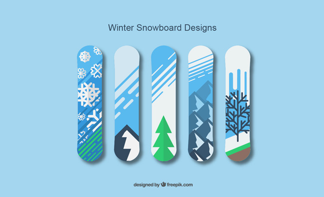 冬季图案滑雪板矢量图