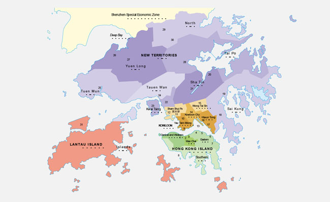 地图元素香港特别行政区地图