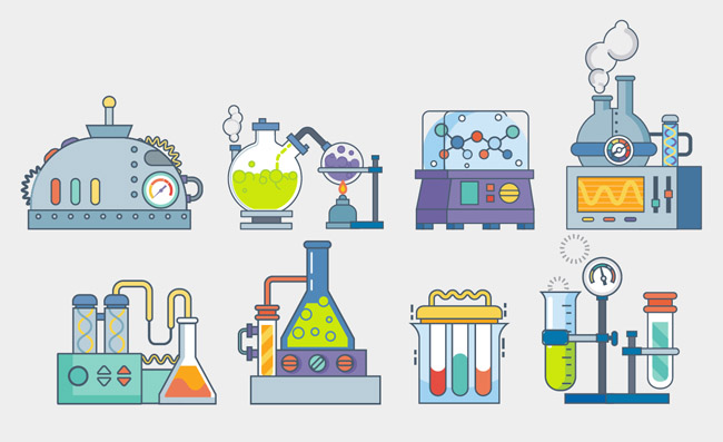 医疗器械化学设备扁平化矢量素材