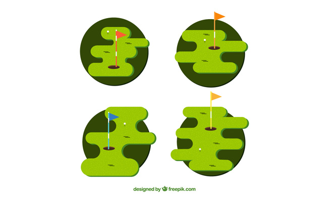 卡通绿色高尔夫球场矢量素材
