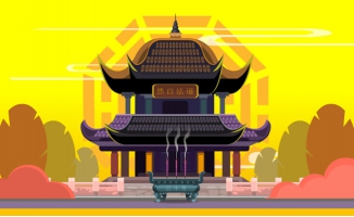 道法自然寺庙古风建筑楼