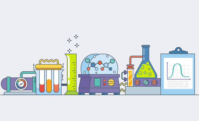 在做实验的化学器械矢量素材