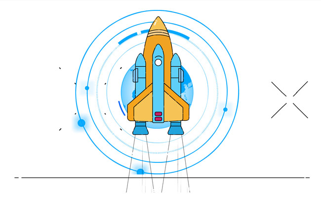 火箭飞船表现速度的MG动画短视频an动画模板素材
