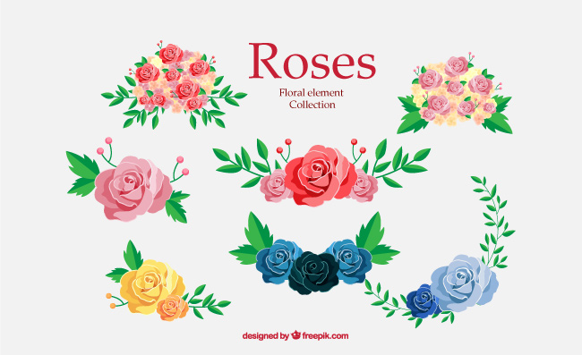 卡通植物美丽玫瑰花设计矢量素材