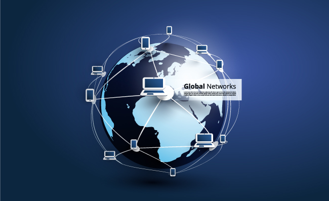地球商务全球网络矢量素材