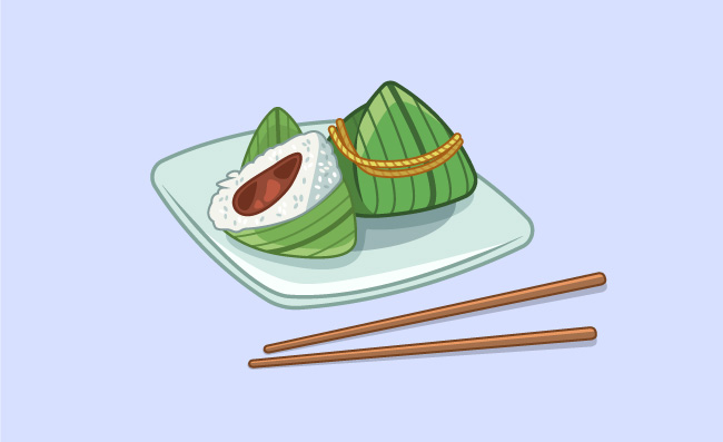 餐盘里的美食粽子素材