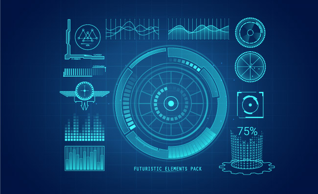 科技感精致图表元素素材