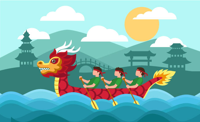 端午节龙舟粽子传统节日背景设计
