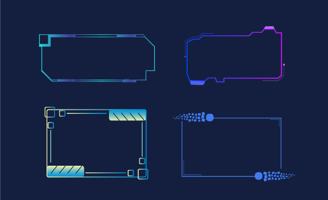 科技边框渐变矩形元素矢量