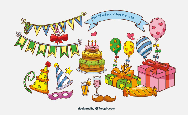 生日派对元素矢量图