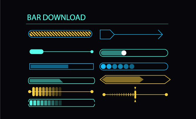 科技信息进度条图形元素矢量