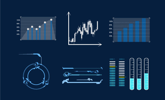 科技信息图形图表矢量元素