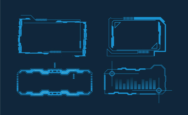 蓝色科技边框元素矢量图