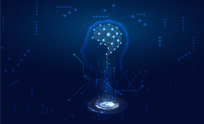 蓝色梦幻科技人脑未来科技背景素材