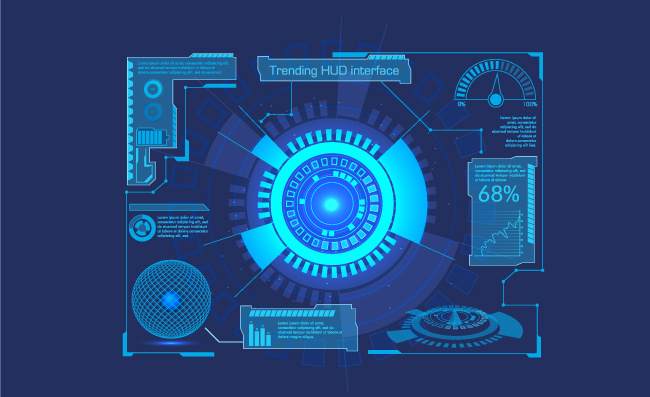 趋势研究HUD界面设计矢量素材