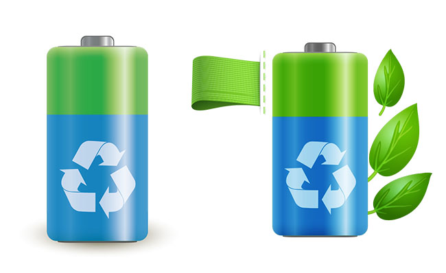 可回收利用绿色环保电池图标素材