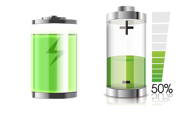 电池电量不足50%创意图标造型设计