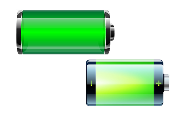两节绿色立体感电池图案造型设计