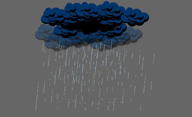 打雷下暴雨天气动画特效视频模板素材