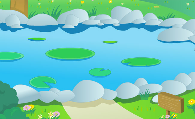 动漫卡通池塘an动画场景设计素材