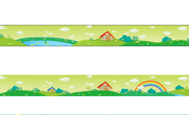 2张长条的野外青山绿水卡通动漫场景设计