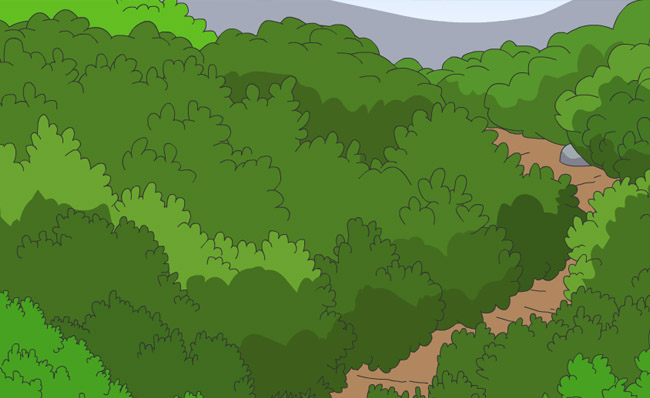 林海小路森林俯视全景图动漫背景设计