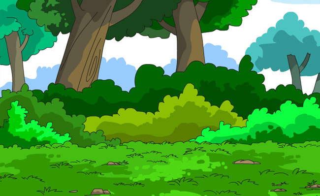 树林深处的绿色植被动漫插画背景设计