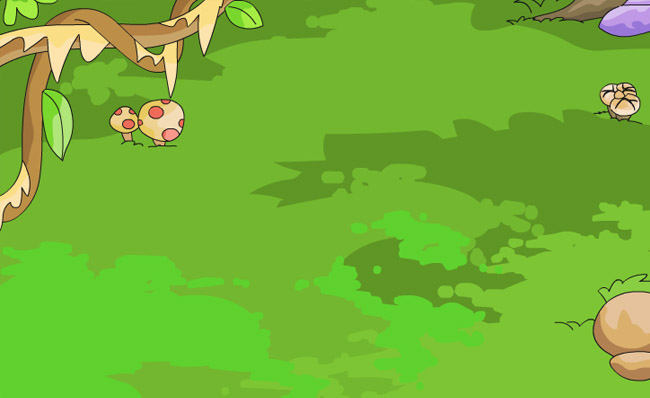 森林里面草地上蘑菇动漫动画场景素材