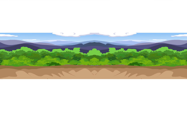 一张野外长条的山地动漫插画背景设计