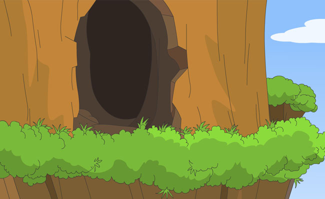 大树上松鼠洞穴鸟窝手绘动漫场景设计