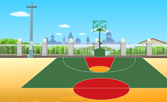 学校的篮球场动画手绘场景设计素材