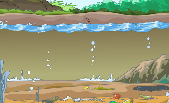 地下海地质结构图动漫插画背景设计素材