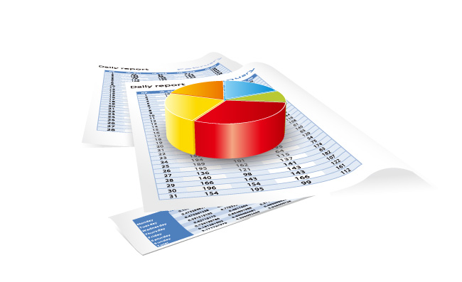 报表上面的矢量立体饼状图素材