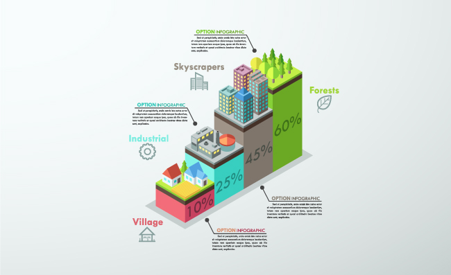 彩色建筑矢量信息创意图表素材