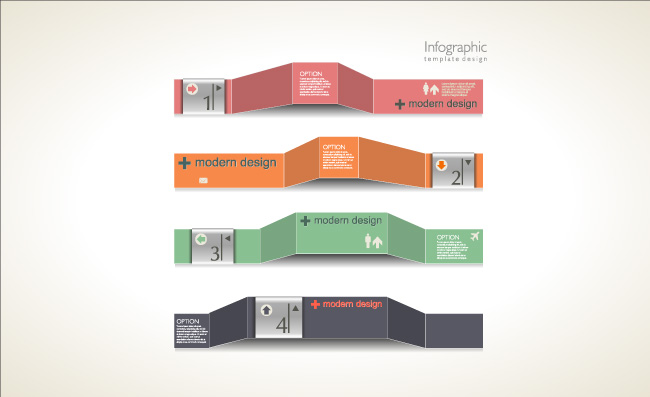 彩色纸条折纸图表信息素材矢量